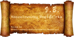 Veszelovszky Boglárka névjegykártya
